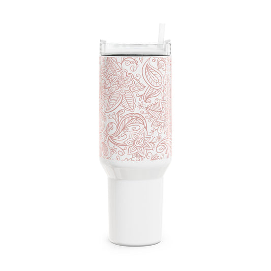 Primrose Herfst Tumbler 900 ml – dubbelwandige RVS beker met primrose bloemenpatroon en rietje – Creatieve Aap