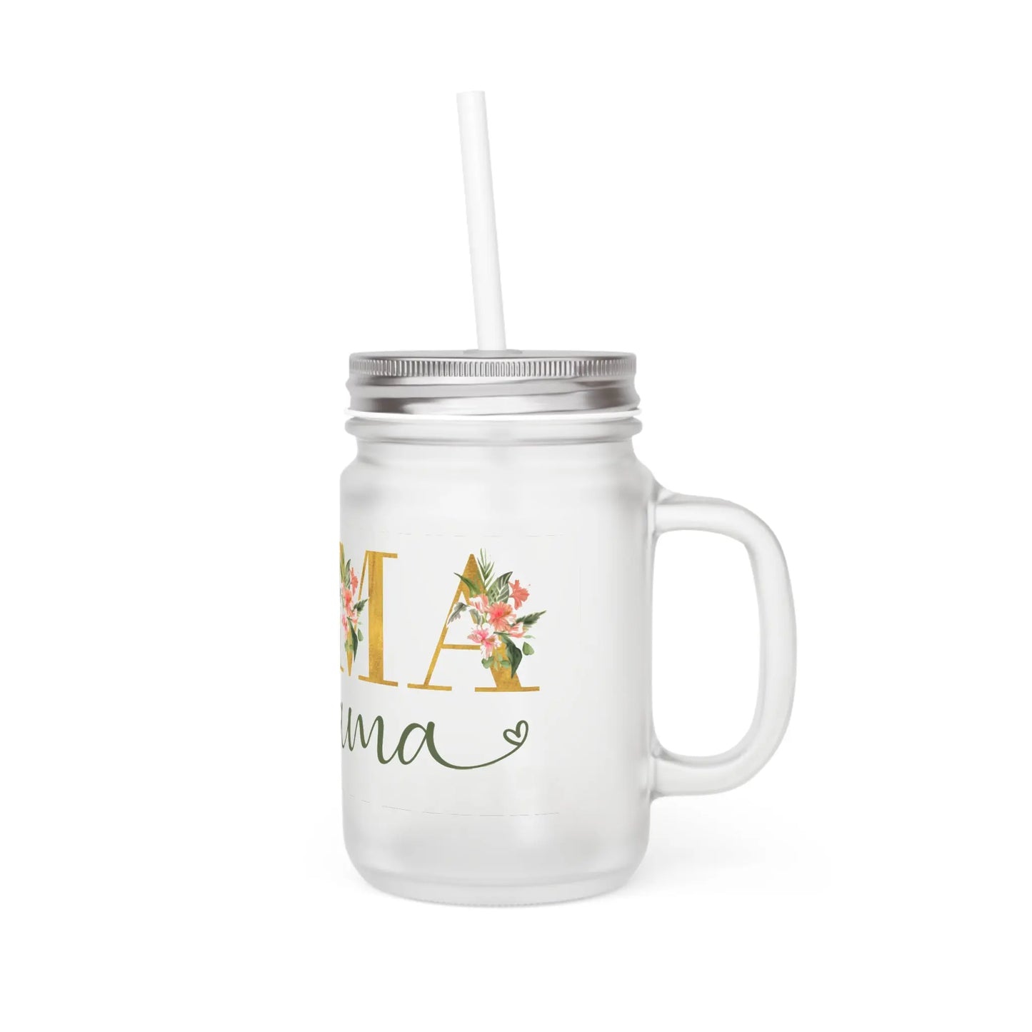 Mason Jar Mama | 350ml Frosted Glas met Deksel & Rietje Printify