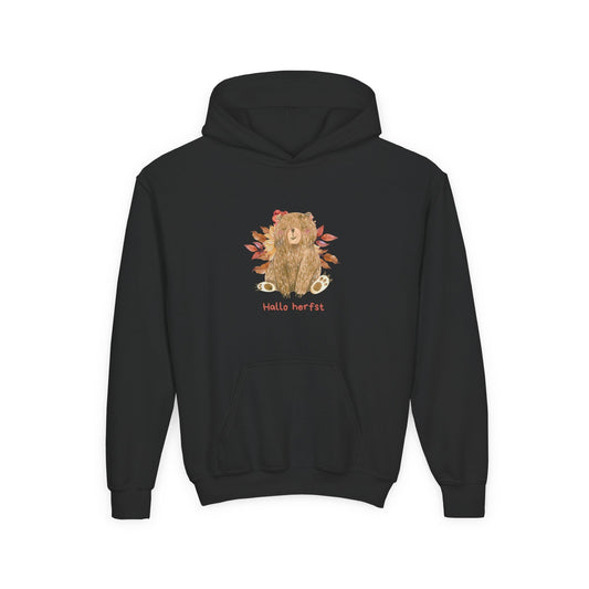 Kids Hoodie Hallo herfst beer zwart