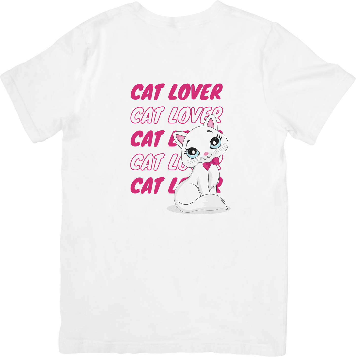 Wit Katoenen Volwassen Shirt 'Catlover' en een Witte Kat