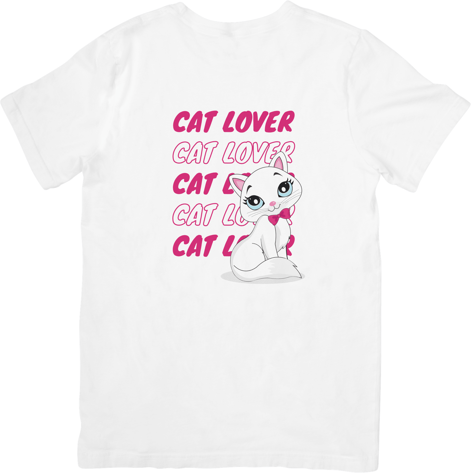 Wit Katoenen Volwassen Shirt 'Catlover' en een Witte Kat