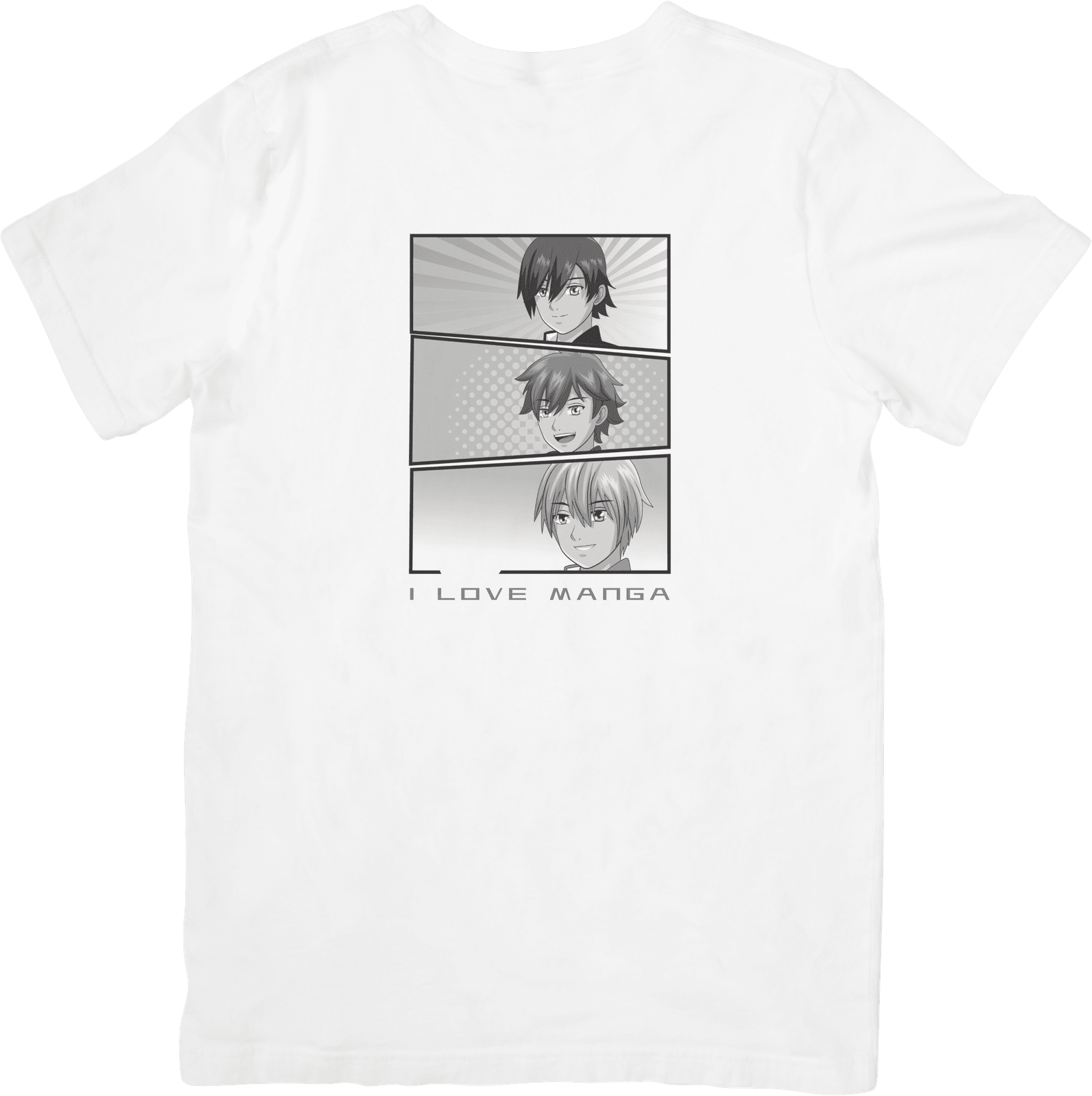 Wit Katoenen Volwassen Shirt met Handbedrukte Tekst 'I Love Manga' en Progressieve Anime Stripboek Afbeeldingen