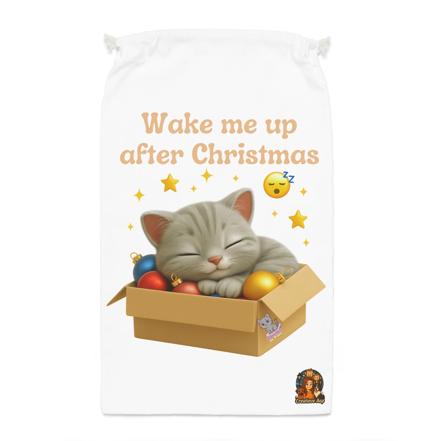🎁 Shelby – Wake Me Up After Christmas Cadeauzak (Duurzaam & Herbruikbaar)