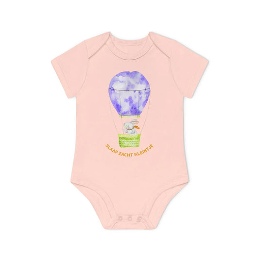 Slaap Zacht Kleintje Romper – Kawaii Romper met Konijn in Luchtballon | Biokatoen in 5 Kleuren Printify