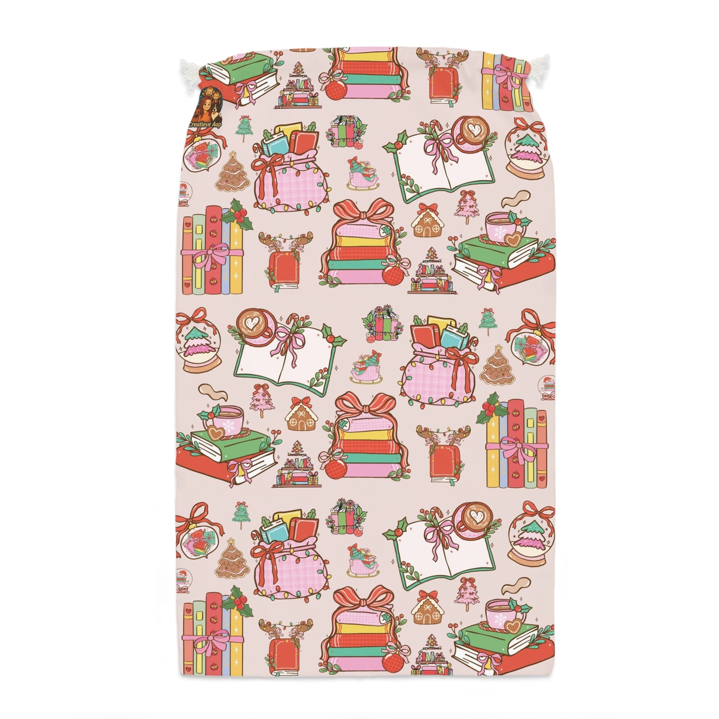 BookLover Kerstzak – 55 x 85 cm – Christmas Book Lover Gift Bag