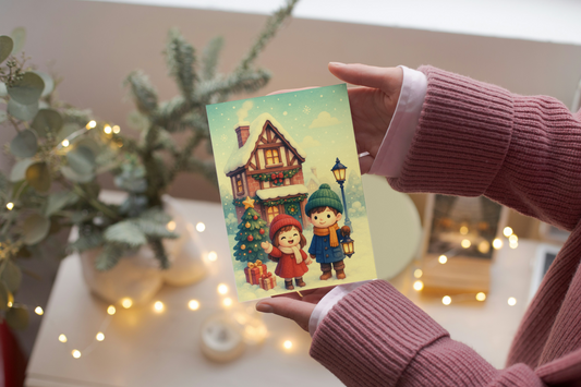 β¨ Kerst Wenskaart β Midwinter Village (A6) β¨ Magische Winter