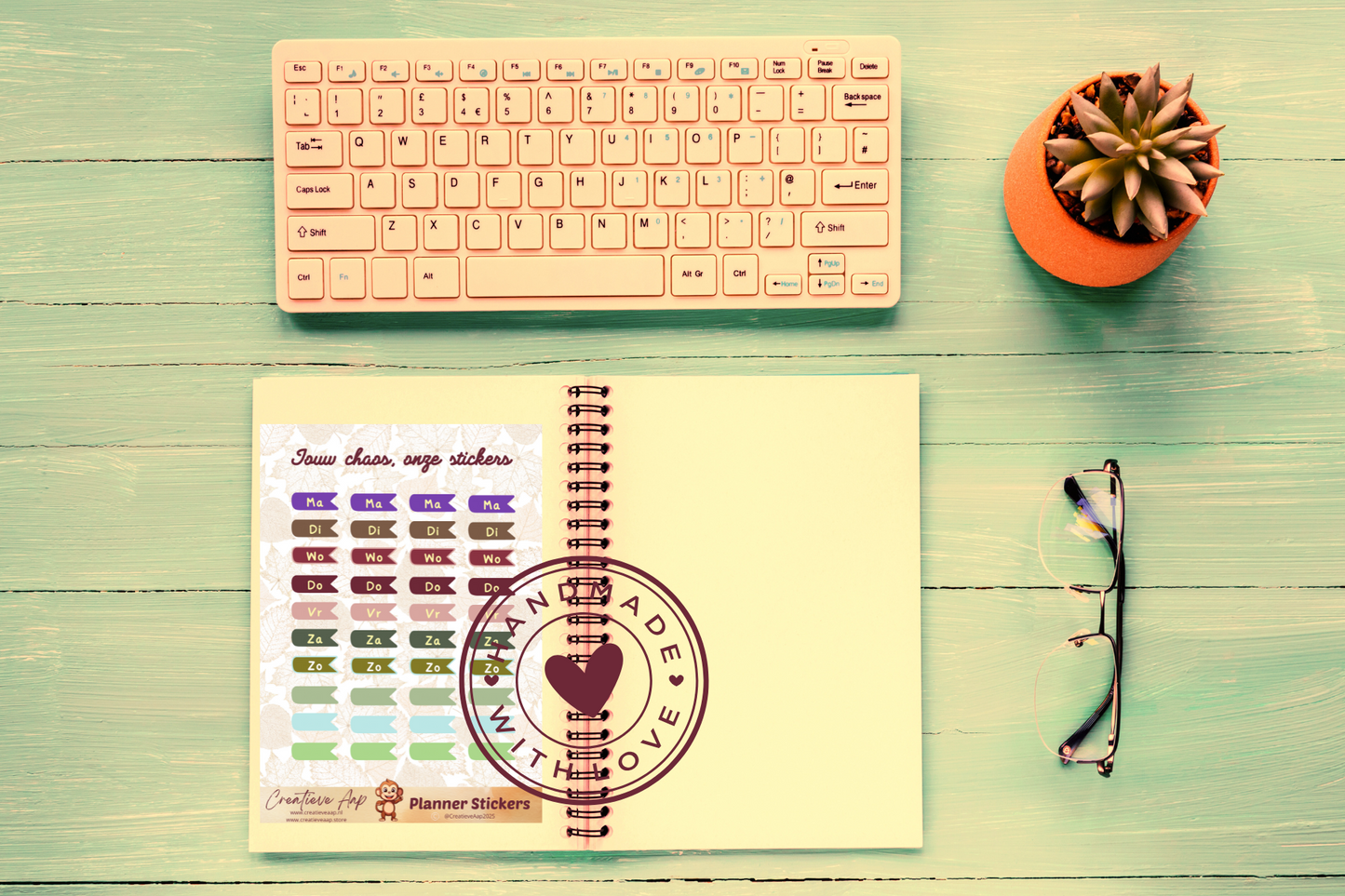 Planner stickers βDag van de Weekβ in herfstkleuren π
πβ¨ β handgemaakt design van Creatieve Aap, verkrijgbaar in A6 en A5 formaat, matte of glans afwerking.