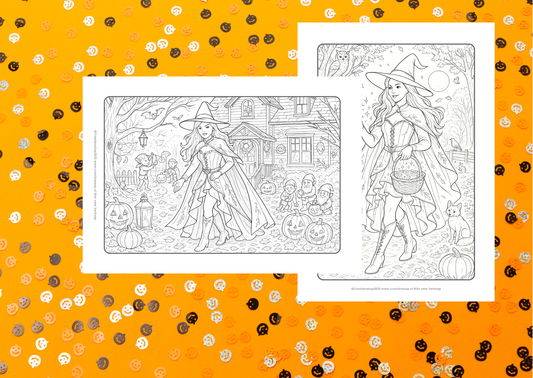 Halloween Heks Kleurboek β 14 Kleurplaten (PDF Download)