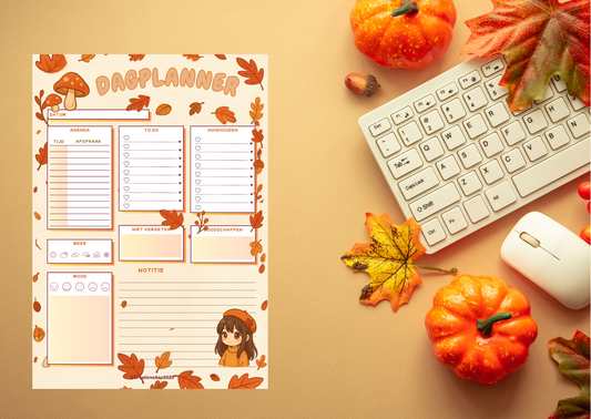 Herfst Anime Dagplanner 2025 – Digitale Printbare Planner (PDF, A4)