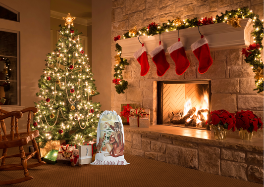 🎁 Duurzame Cadeauzak – Just Good Vibes (55 × 85 cm)