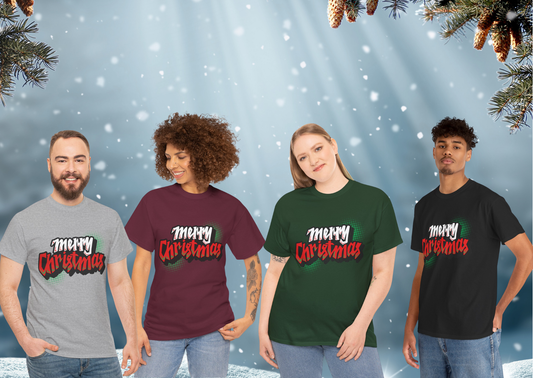 Merry Christmas T-Shirt Unisex – Forest Green/Maroon/Grey/Black – Kerstshirt Volwassenen S-5XL