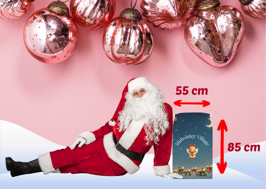 Kerstman Cadeau Zak β Midwinter Village β 55 x 85 cm β Luxe Cadeauzak met Koordsluiting