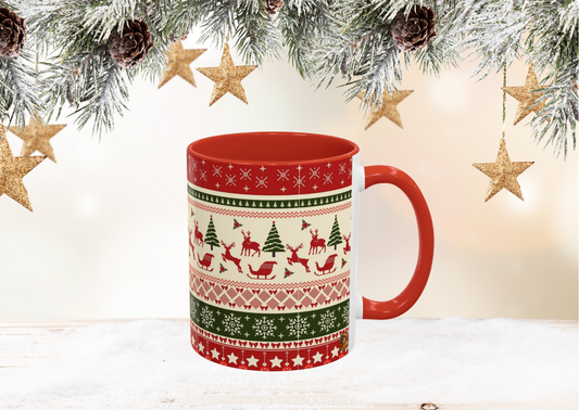 Kerst Vibes Mok β Scandi Knit Pattern β 330 ml Keramiek