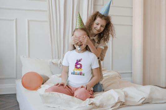 Kleurrijk Monster Kinder T-shirt voor Jarige Job - Leeftijd 6 jaar - Handbedrukt - Uniseks
