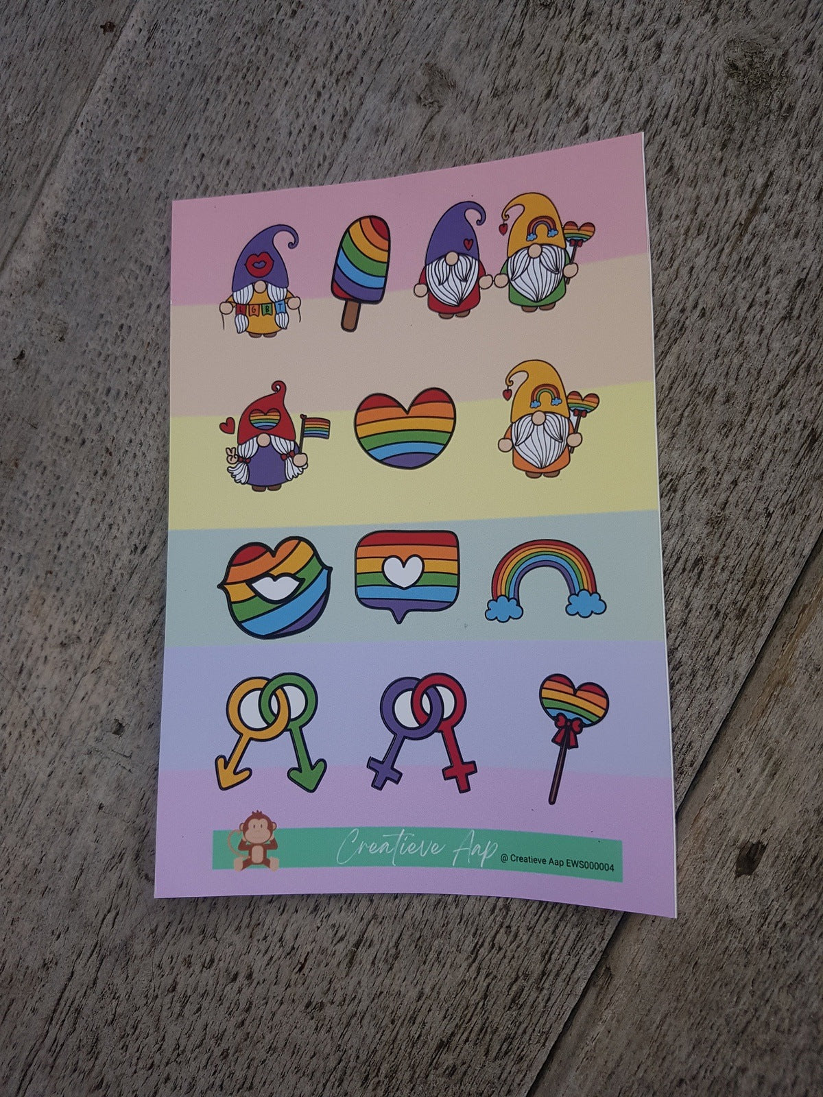 Sticker LGBT Gnomes, sticker sheet, LGBT, Kleurrijke stickersheet, cute stickers, Stickers, Planner Stickersheet, Vinyl stickersheet