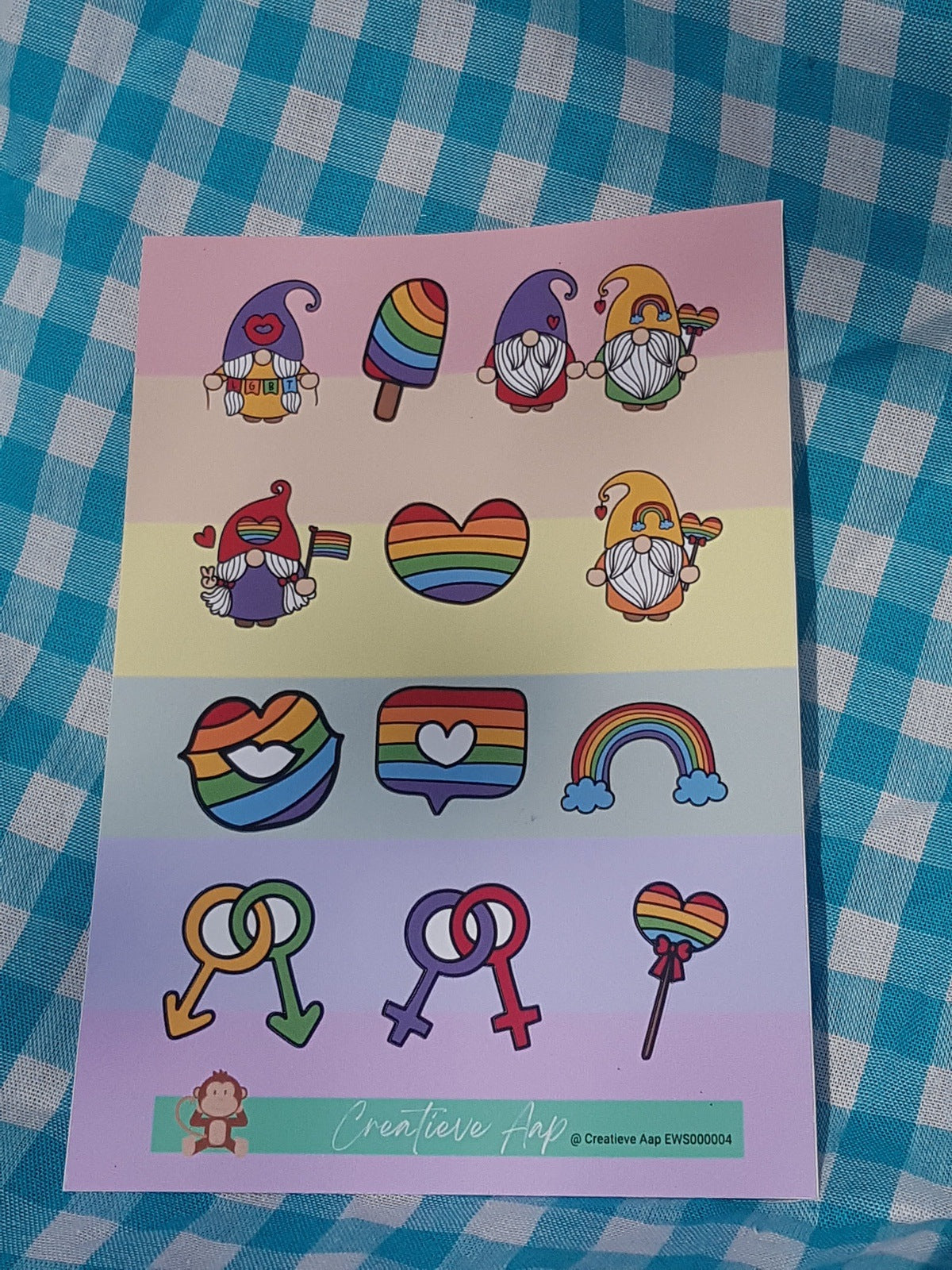 Sticker LGBT Gnomes, sticker sheet, LGBT, Kleurrijke stickersheet, cute stickers, Stickers, Planner Stickersheet, Vinyl stickersheet