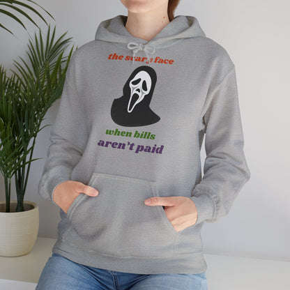 Unisex Heavy Blend™ Hooded Sweatshirt – The Scary Face When Bills Aren’t Paid Hoodie