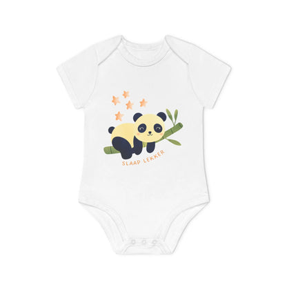 Panda Slaap Lekker Romper – Babyromper met Schattige Panda & Sterretjes | Biokatoen Printify