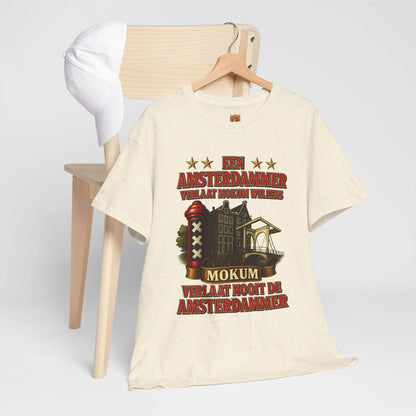 Amsterdam Mokum T-shirt Unisex – “Een Amsterdammer verlaat Mokum weleens, Mokum verlaat nooit de Amsterdammer” - Creatieve Aap