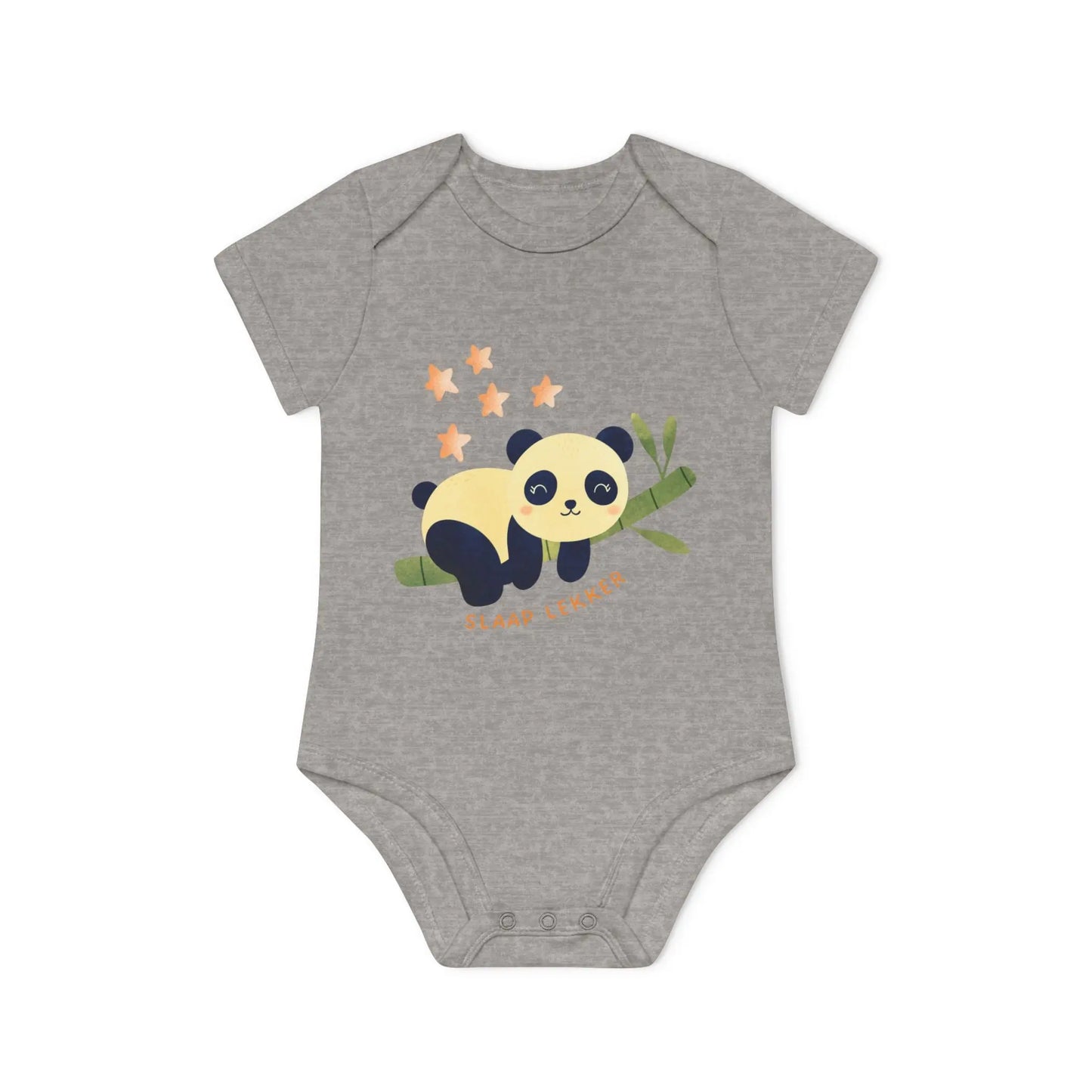 Panda Slaap Lekker Romper – Babyromper met Schattige Panda & Sterretjes | Biokatoen Printify