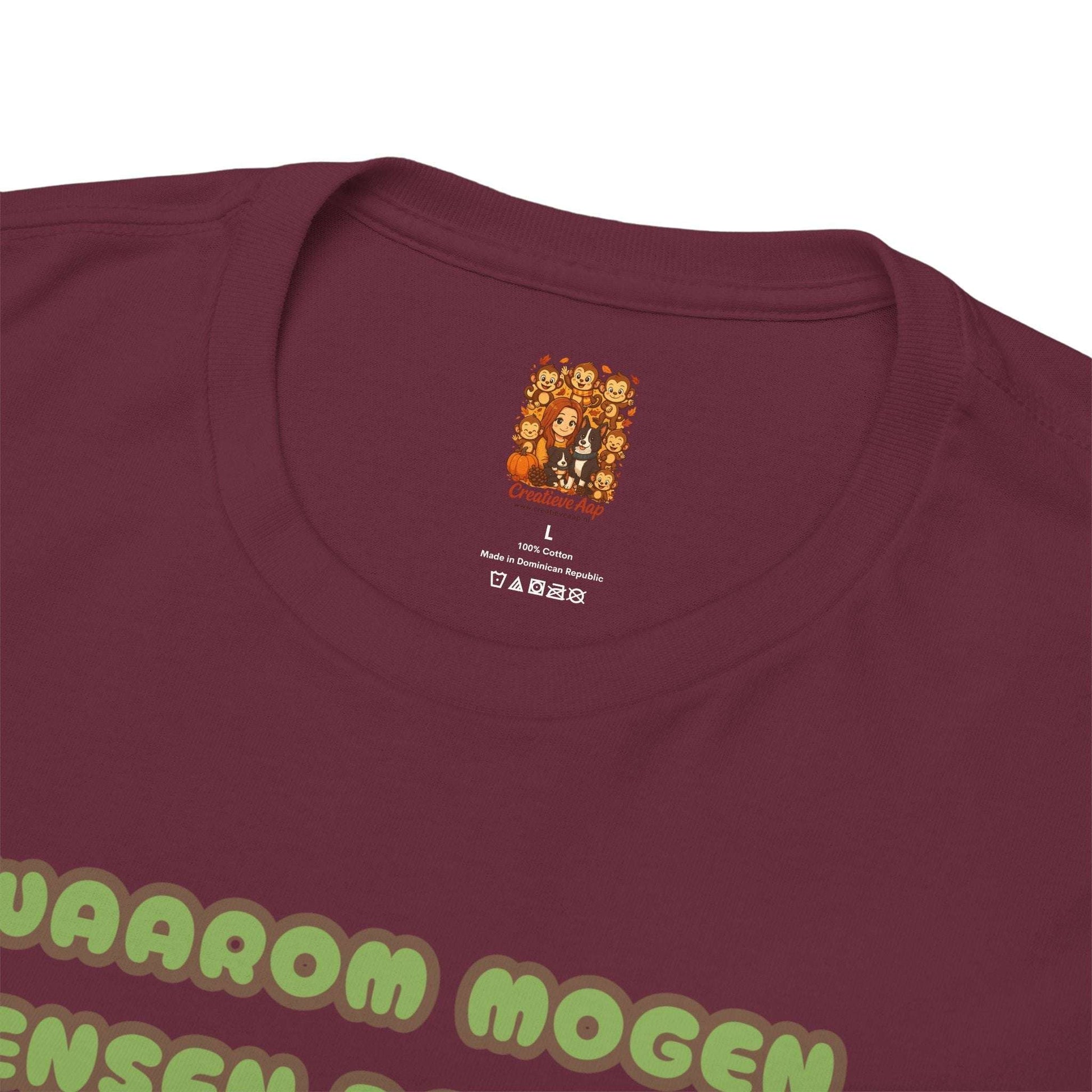 shirt 5 kleuren dom mensen humor Maron binnenkant nek branding label Creatieve Aap
