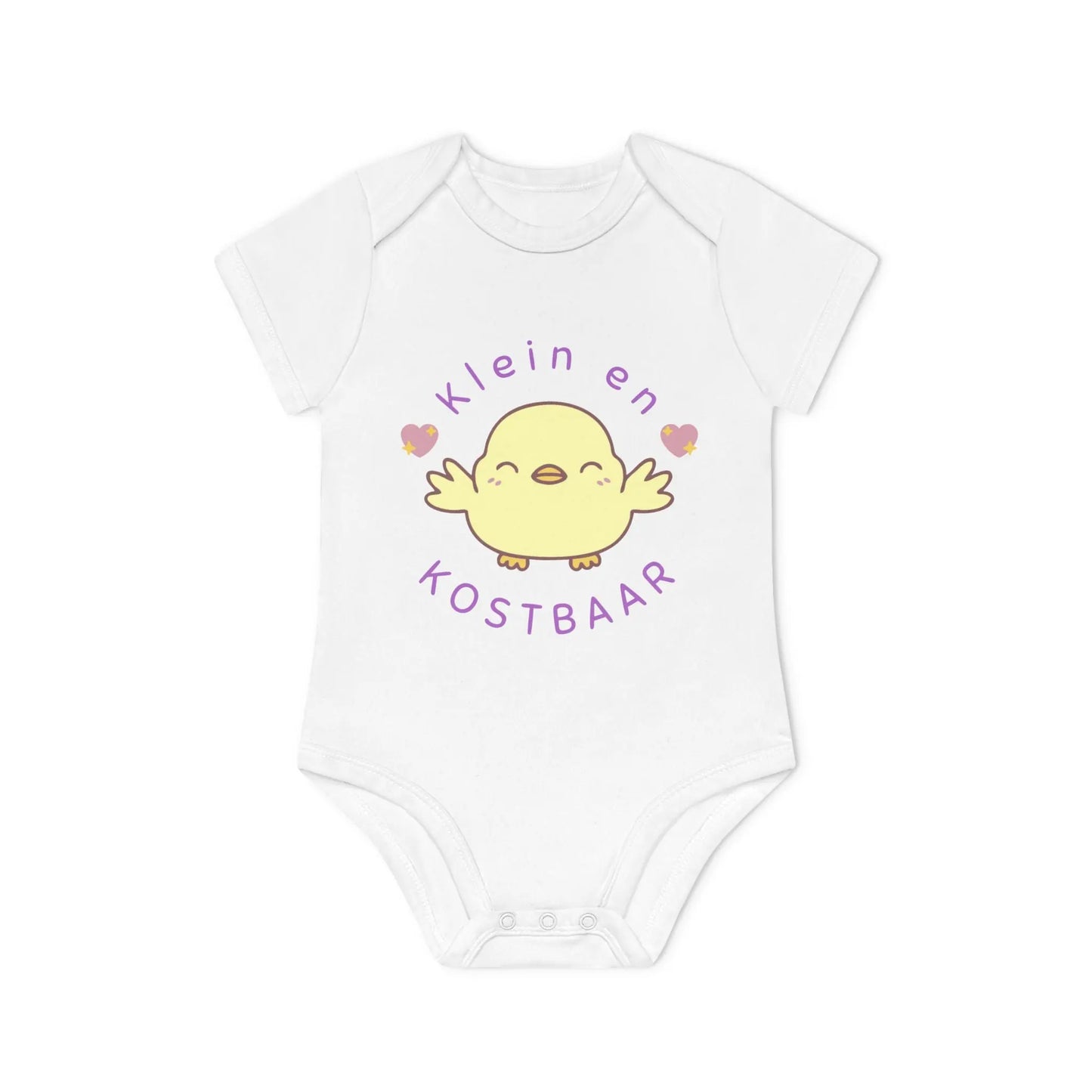 Klein en Kostbaar Romper – Babyromper met Schattig Kuikentje | Biokatoen in 4 Kleuren Printify