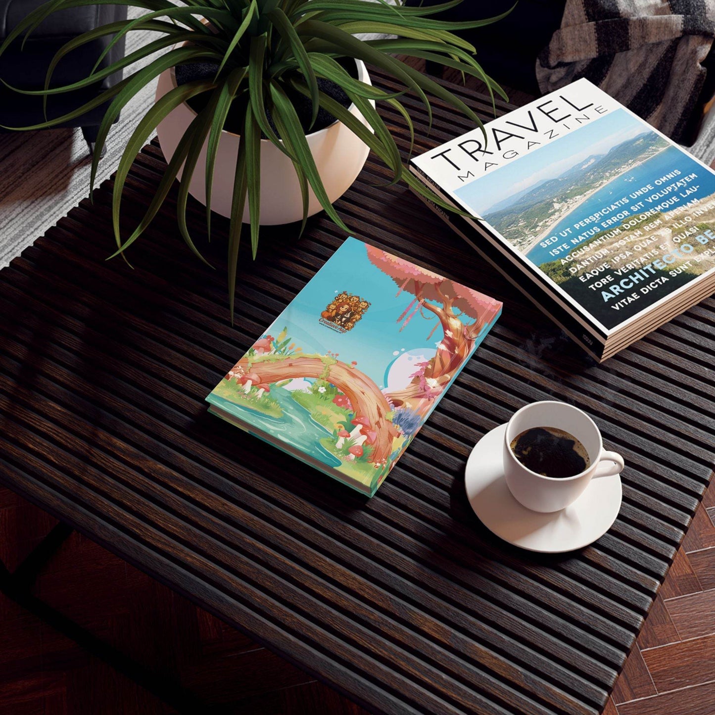 Fantasy Notitieboek – Magisch Bosbrug Design (13,2 x 18,8 cm) - Creatieve Aap