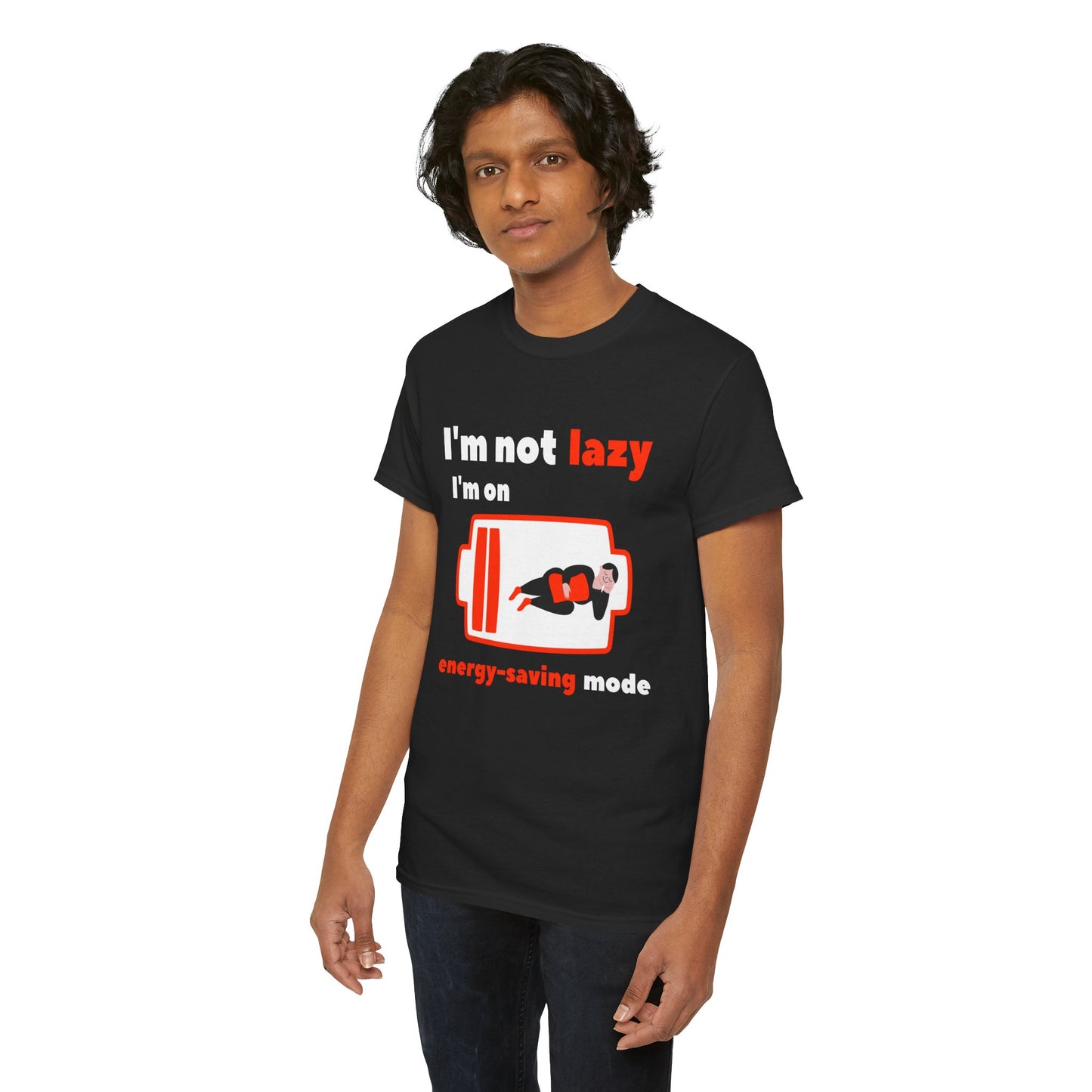 Unisex Heavy Cotton Tee – I’m Not Lazy, I’m on Energy-Saving Mode