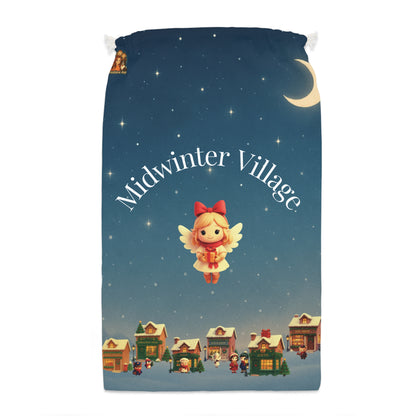 Kerstman Cadeau Zak – Midwinter Village – 55 x 85 cm – Luxe Cadeauzak met Koordsluiting