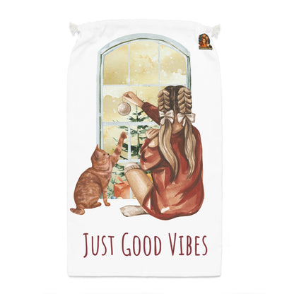 🎁 Duurzame Cadeauzak – Just Good Vibes (55 × 85 cm)
