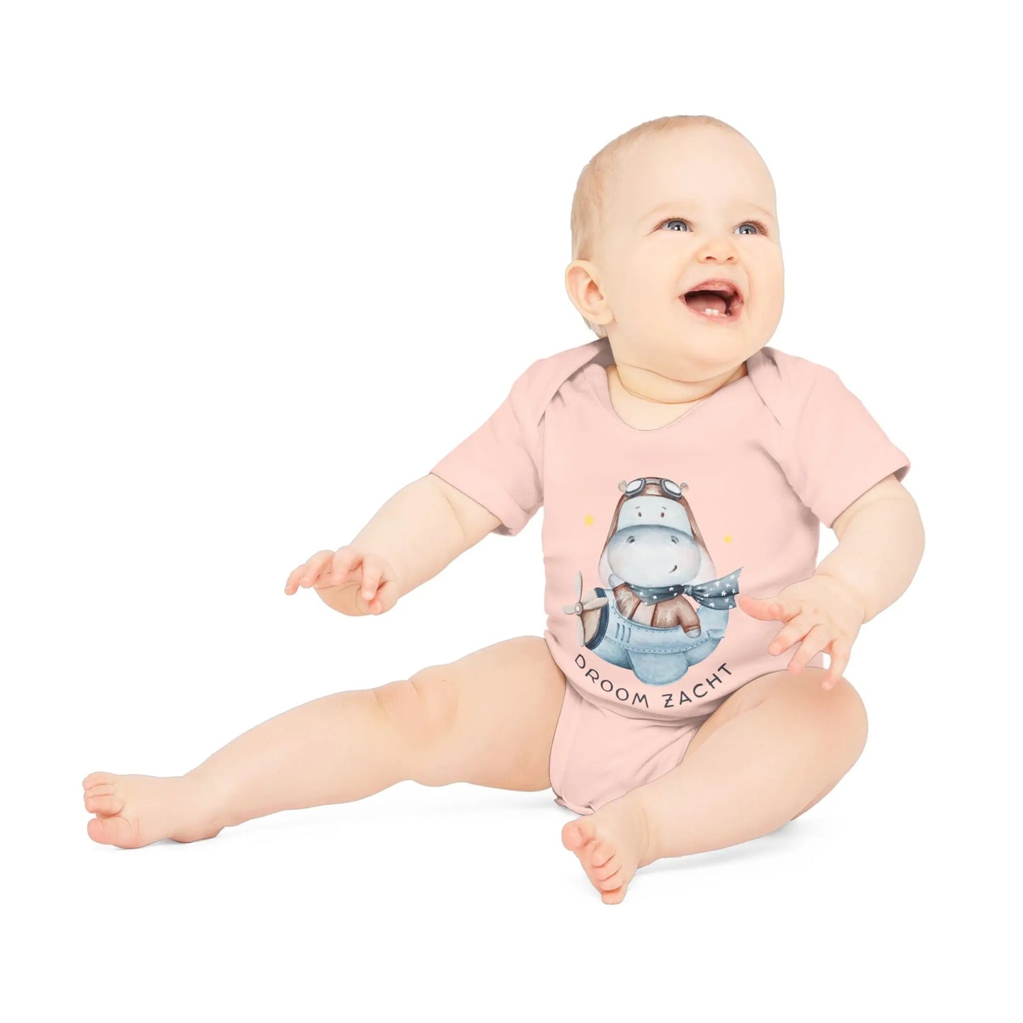 Nijlpaard Droom Zacht Romper – Babyromper met Vliegend Nijlpaard | Biokatoen in 4 Kleuren Printify