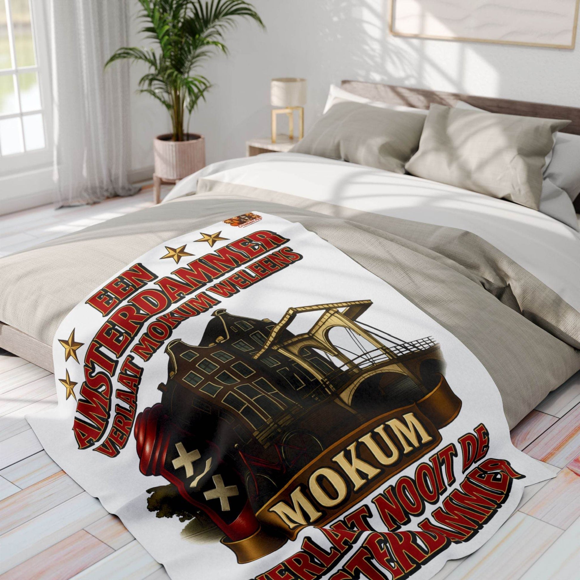 Fleece Deken – Amsterdammer Mokum Quote – Origineel Design 2025 - Creatieve Aap