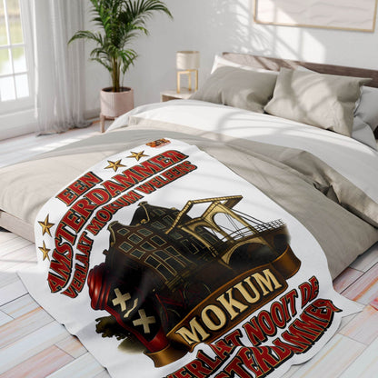 Fleece Deken – Amsterdammer Mokum Quote – Origineel Design 2025 - Creatieve Aap