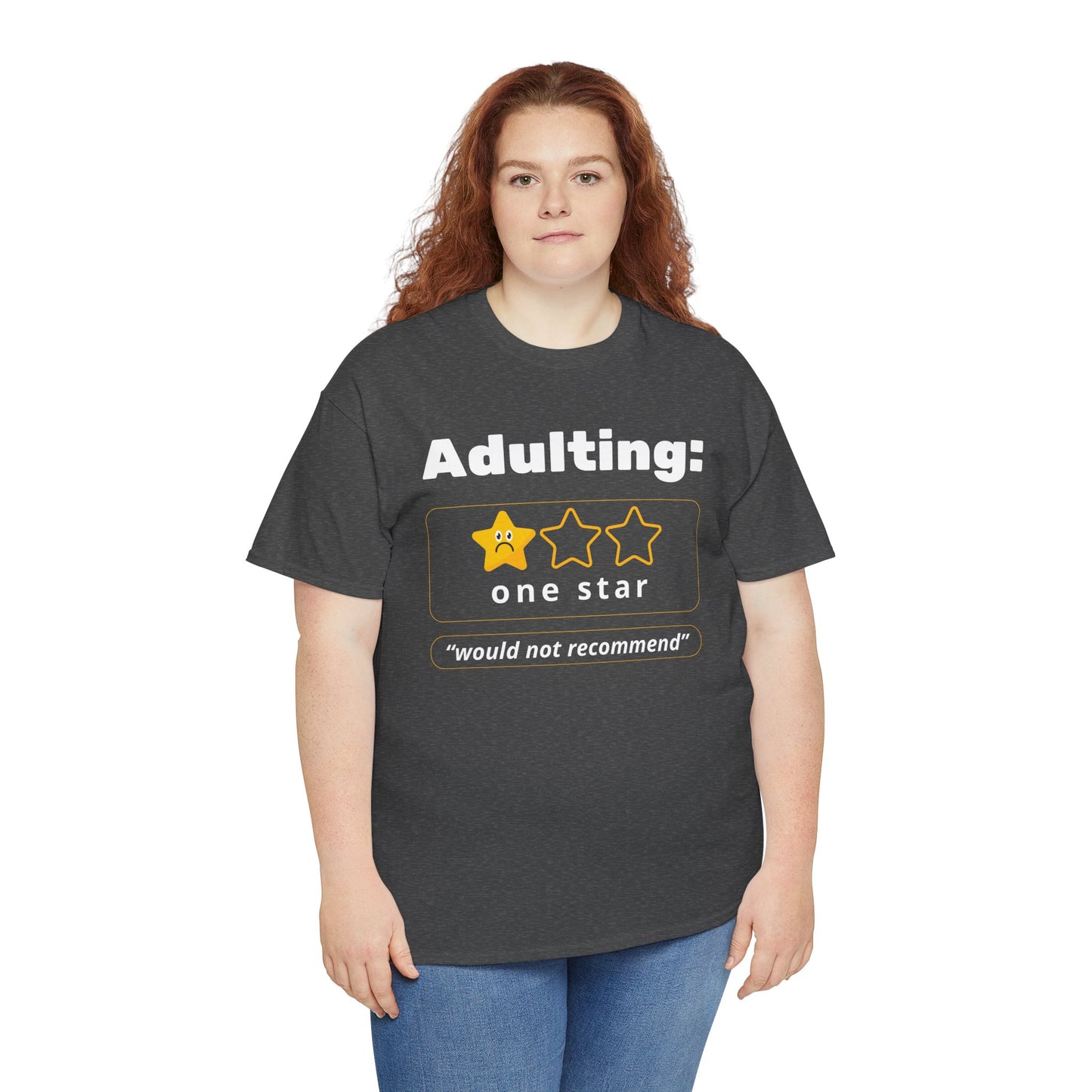 Unisex Heavy Cotton Tee – Adulting: One Star (Would Not Recommend)