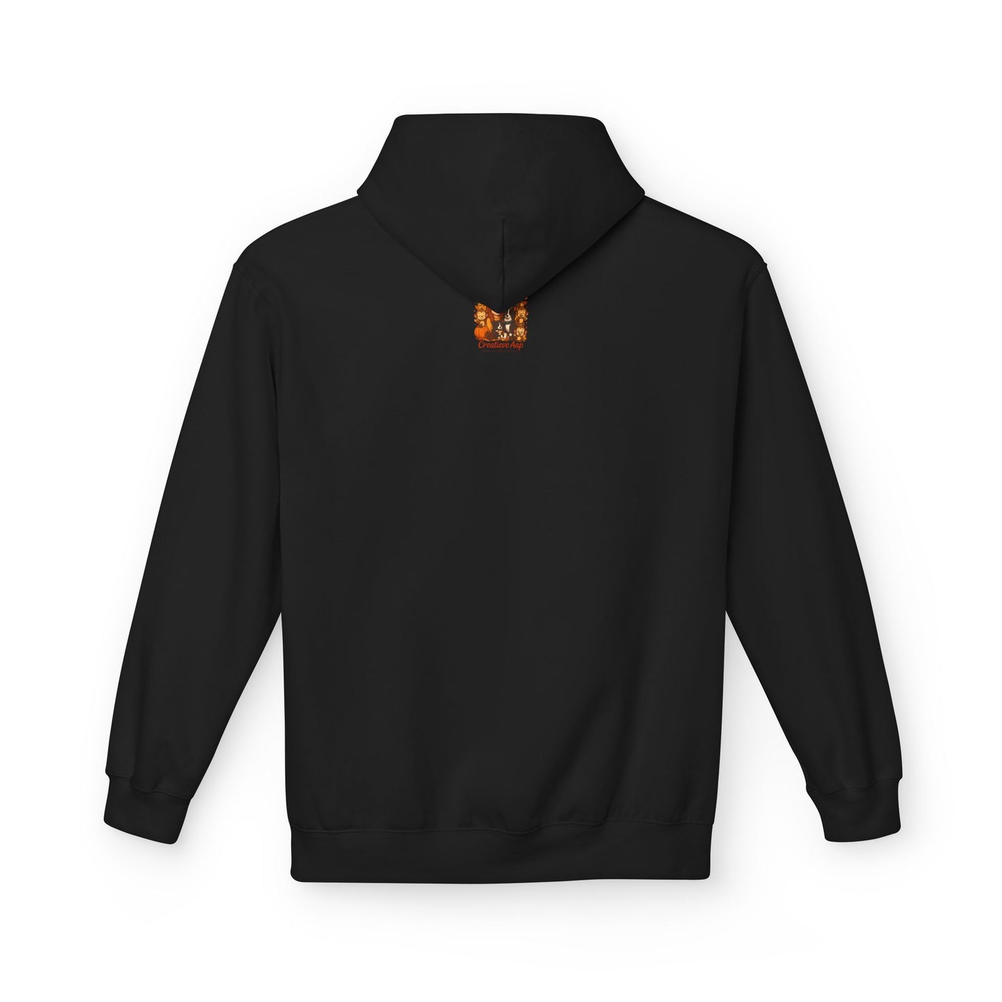 Hoodie Amsterdammer zwart achterkant met capuchon en rand logo Creatieve Aap klein