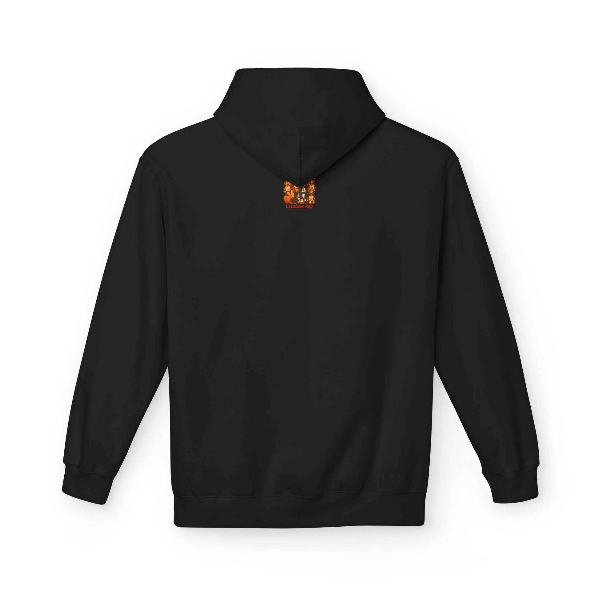 Hoodie Amsterdammer zwart achterkant met capuchon en rand logo Creatieve Aap klein