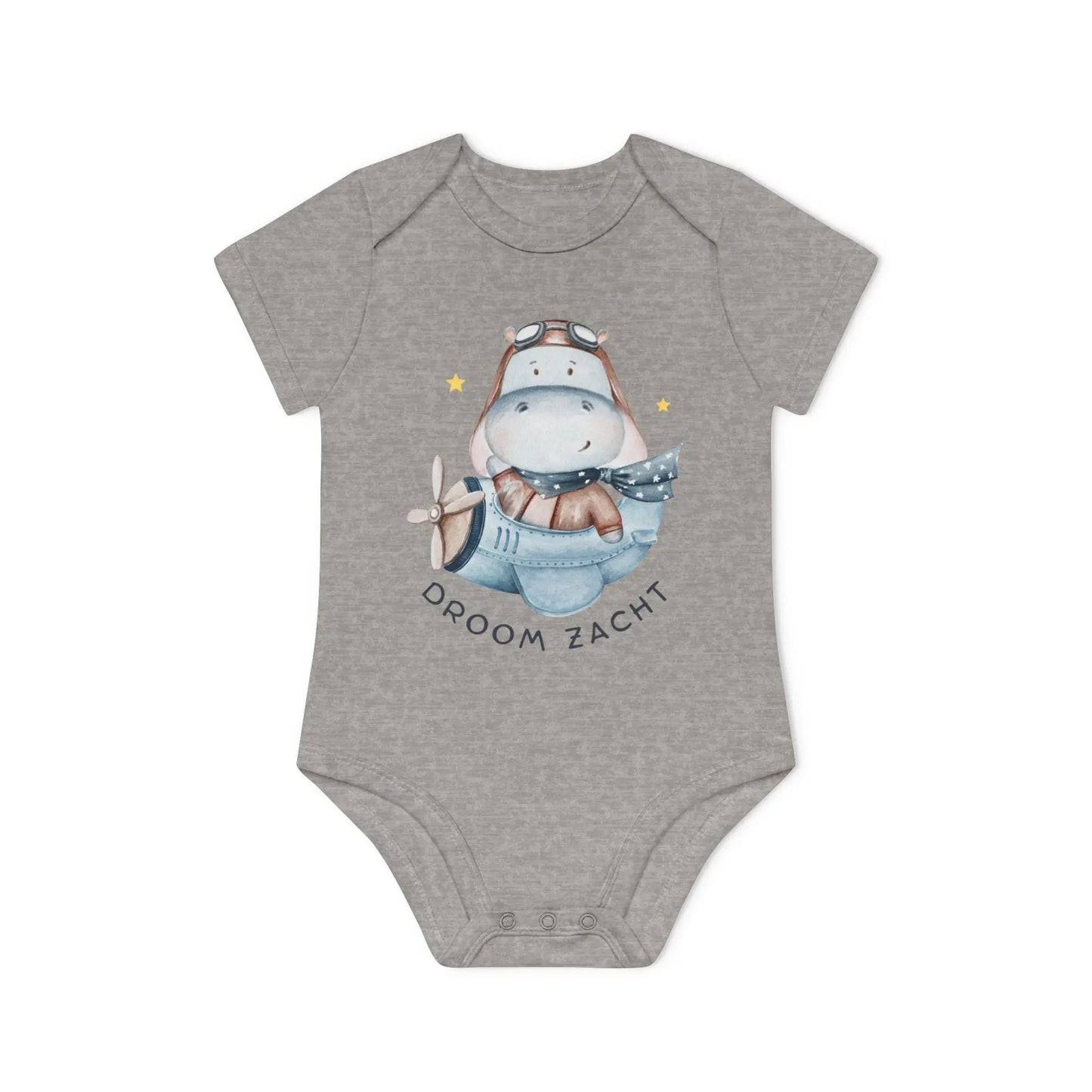 Nijlpaard Droom Zacht Romper – Babyromper met Vliegend Nijlpaard | Biokatoen in 4 Kleuren Printify