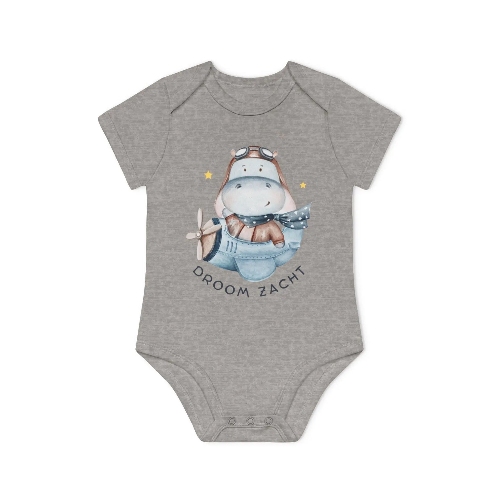 Nijlpaard Droom Zacht Romper – Babyromper met Vliegend Nijlpaard | Biokatoen in 4 Kleuren Printify