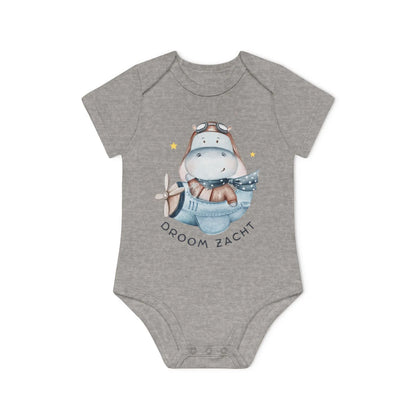 Nijlpaard Droom Zacht Romper – Babyromper met Vliegend Nijlpaard | Biokatoen in 4 Kleuren Printify
