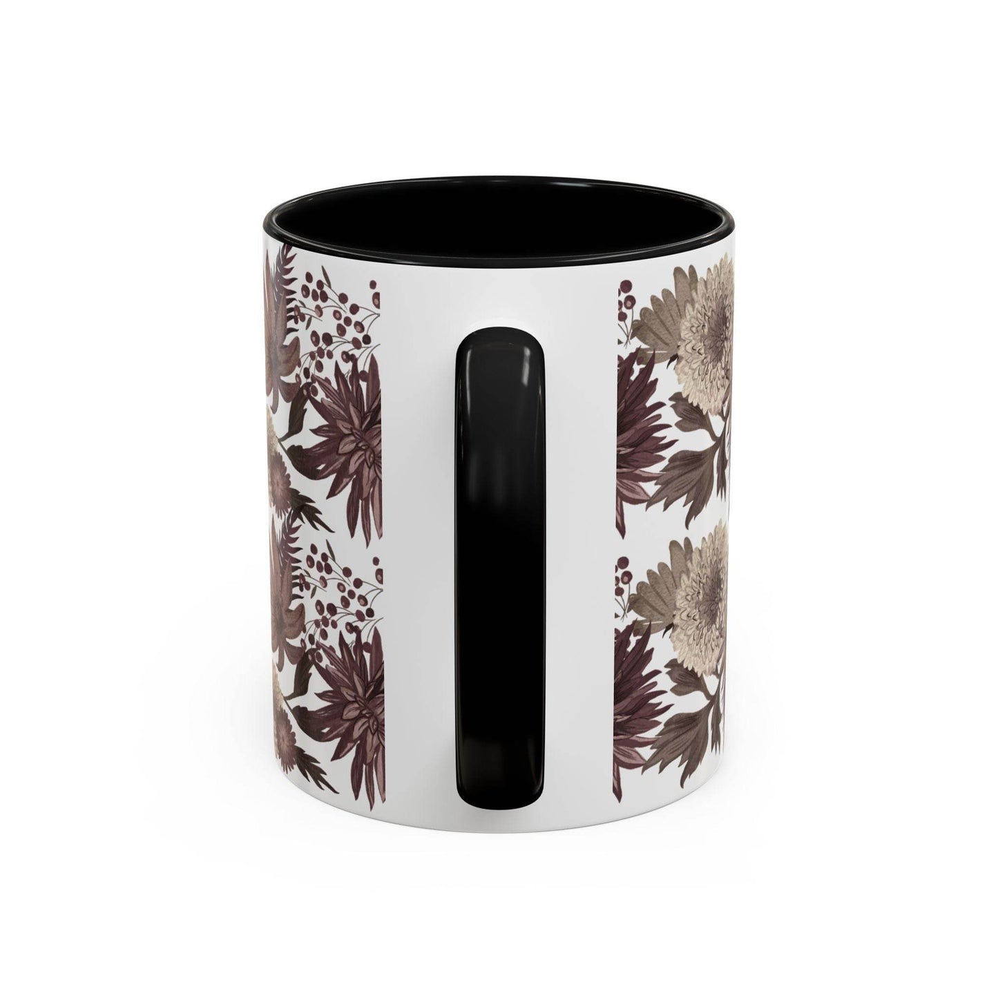 Bloemen Elegance Keramische Mok – 330 ml – Zwart Binnenkant - Creatieve Aap