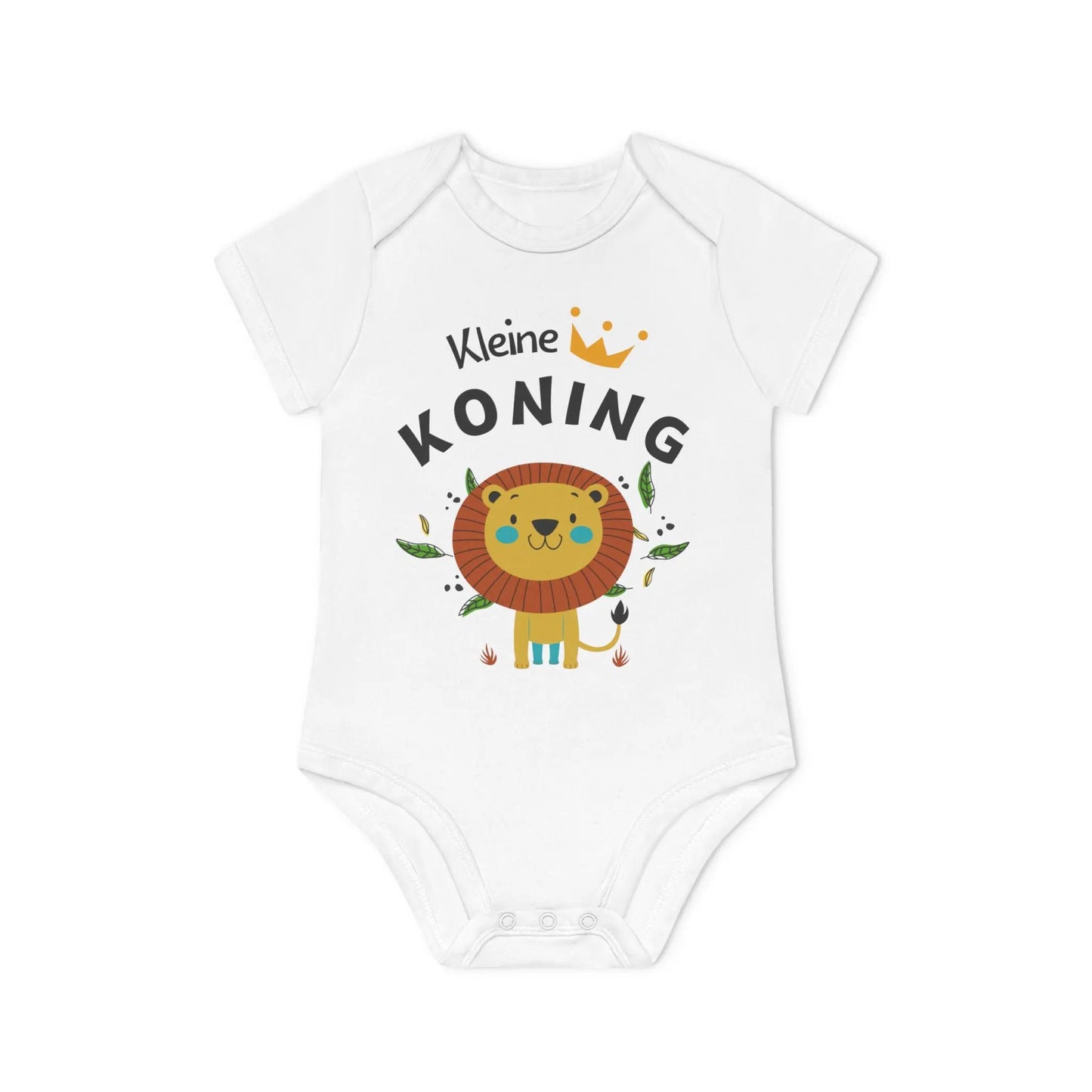 Kleine Koning Romper – Baby Romper met Leeuw Design | Biokatoen in 4 Kleuren Printify