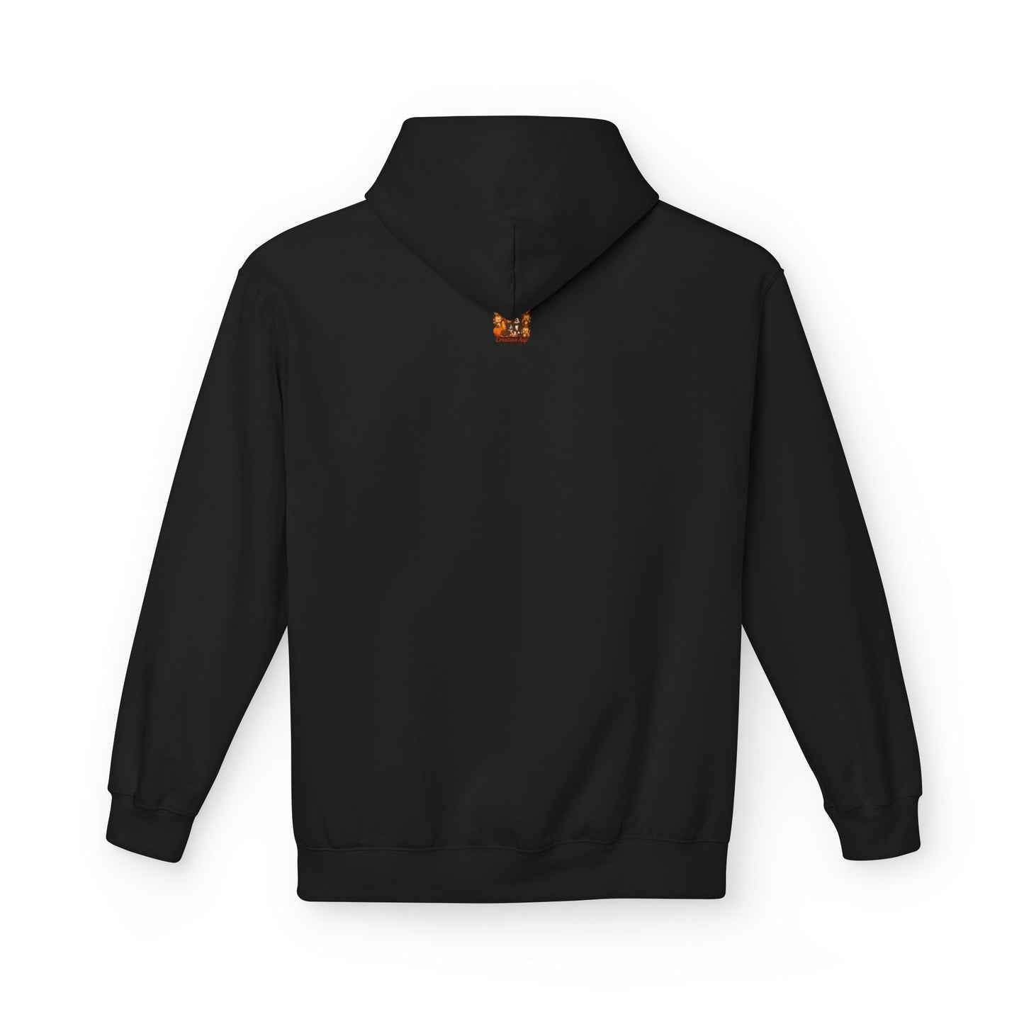 hoodie humor dom mensen zwart achterkant. Met capuchon en kleine branding logo Creatieve Aap