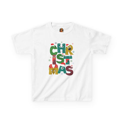 Kinder T-Shirt – Christmas Monster – Kerst 2025 – XS t/m XL – Forest Green / Maroon / White / Sport Grey