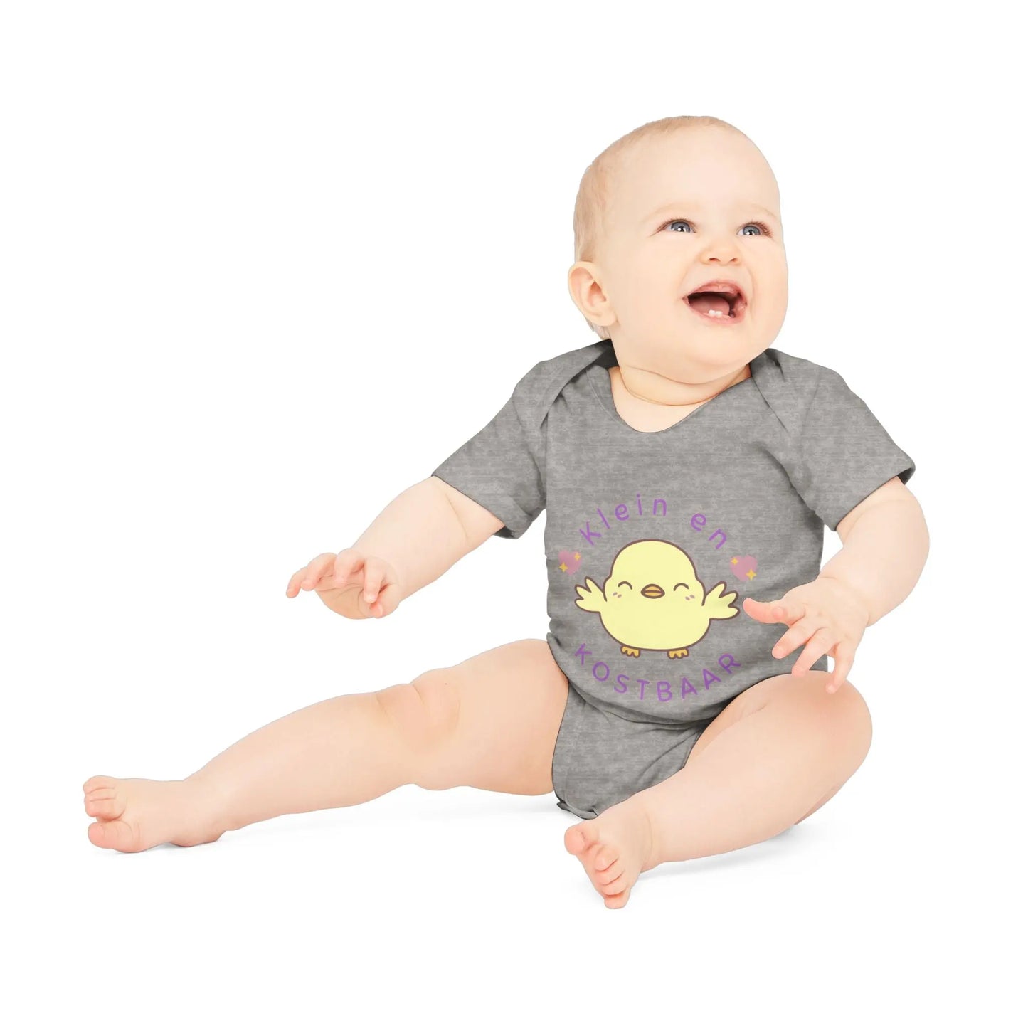 Klein en Kostbaar Romper – Babyromper met Schattig Kuikentje | Biokatoen in 4 Kleuren Printify