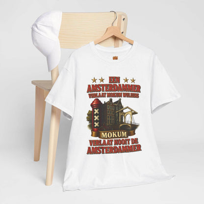 Amsterdam Mokum T-shirt Unisex – “Een Amsterdammer verlaat Mokum weleens, Mokum verlaat nooit de Amsterdammer” - Creatieve Aap