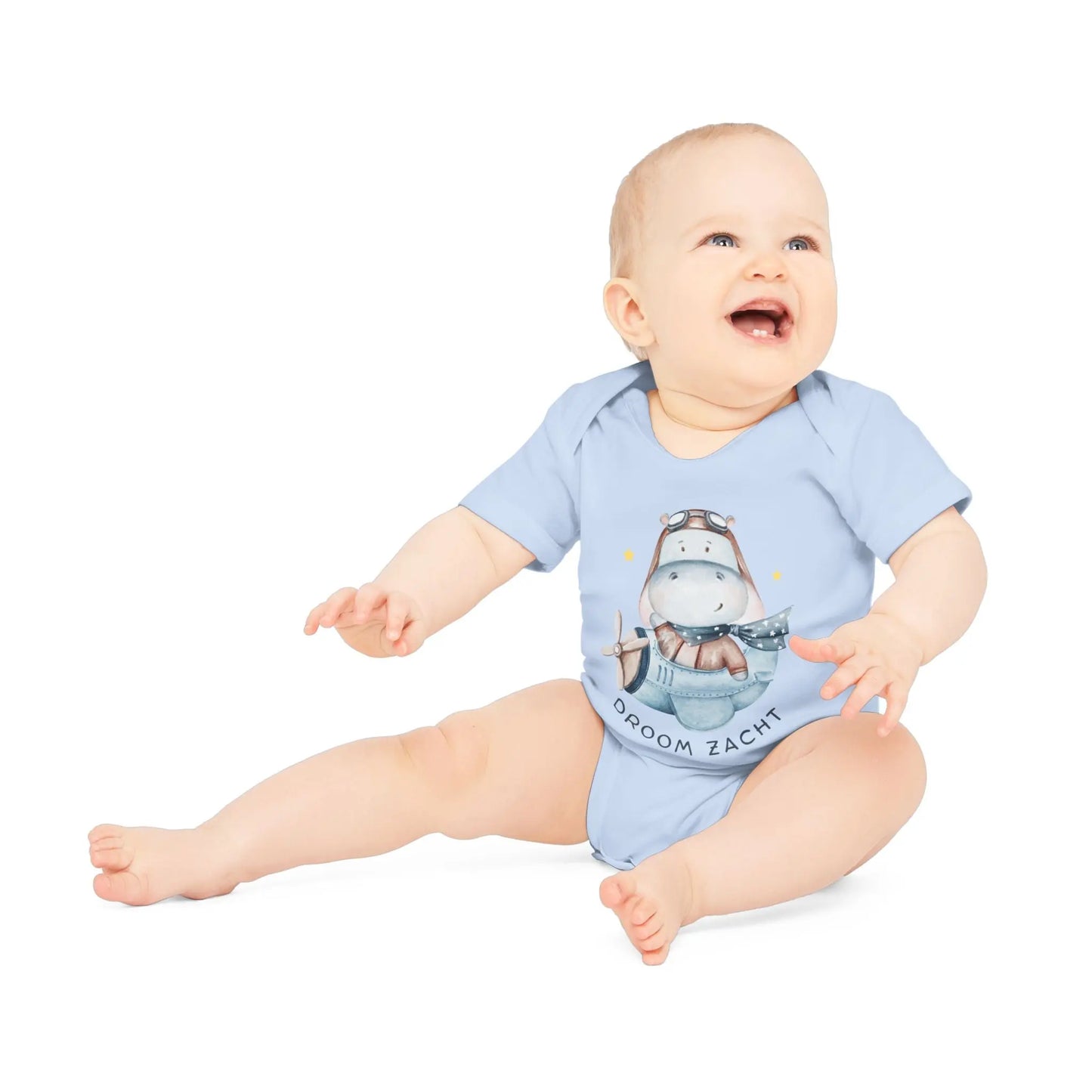 Nijlpaard Droom Zacht Romper – Babyromper met Vliegend Nijlpaard | Biokatoen in 4 Kleuren Printify