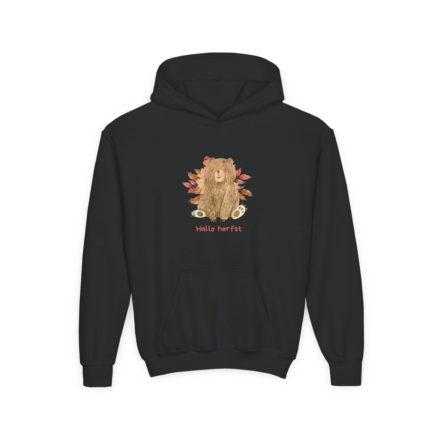 Kids Hoodie Hallo herfst beer zwart