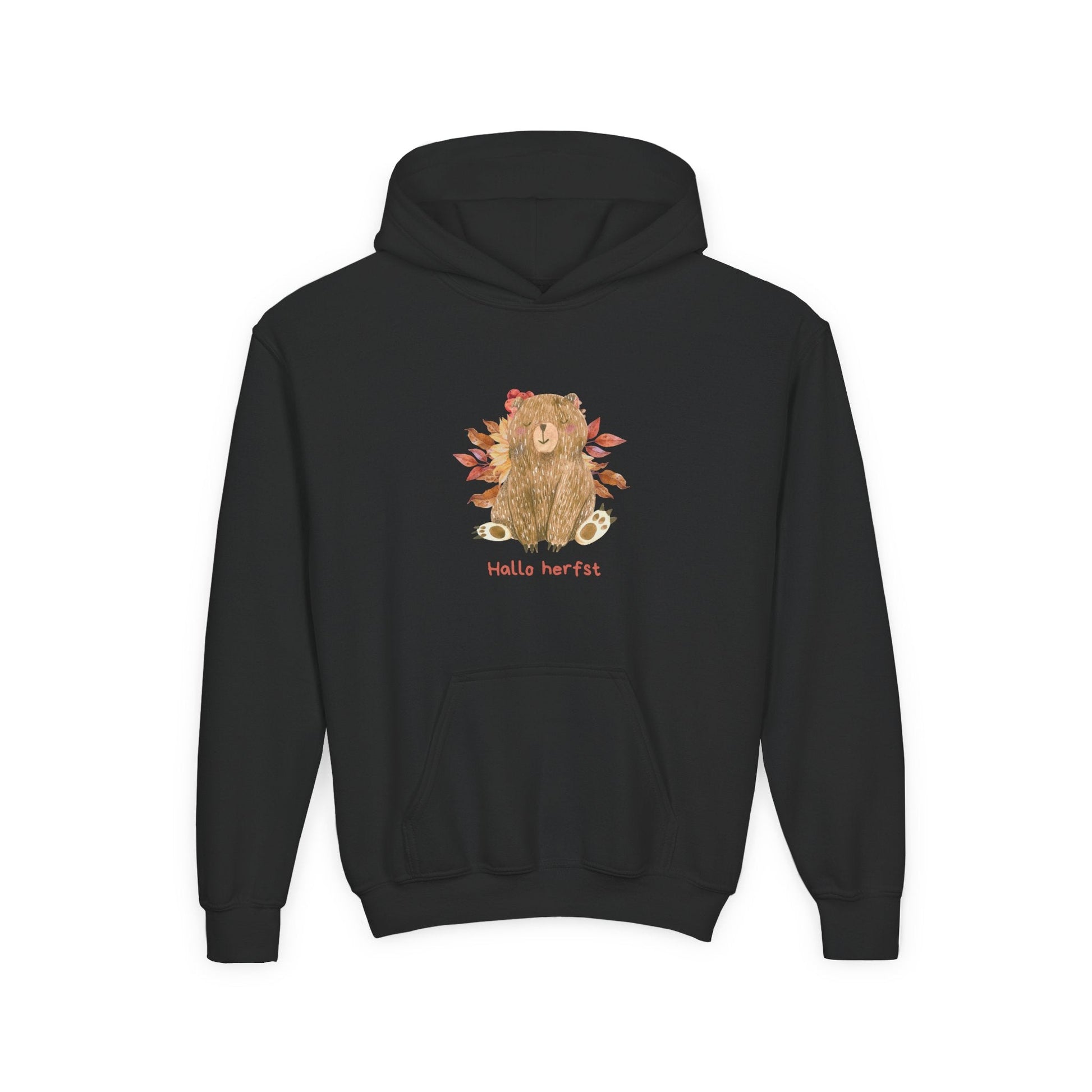 Kids Hoodie Hallo herfst beer zwart