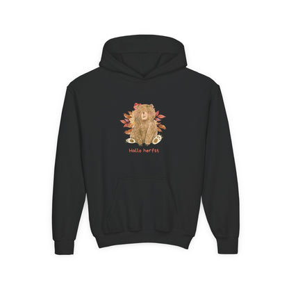 Kids Hoodie Hallo herfst beer zwart