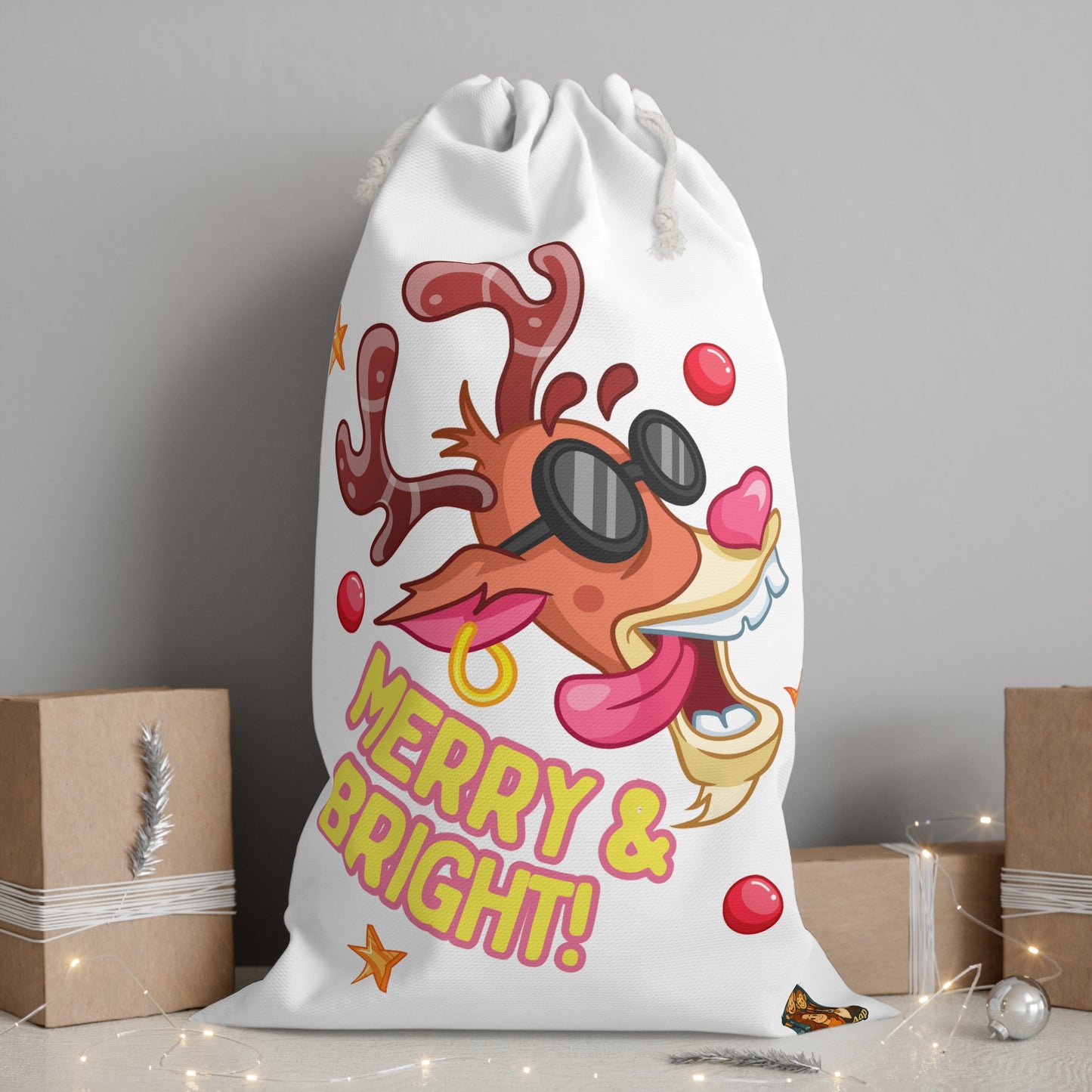 ✨  🎄 Merry & Bright – Kerst Cadeauzak (Duurzaam & Herbruikbaar)